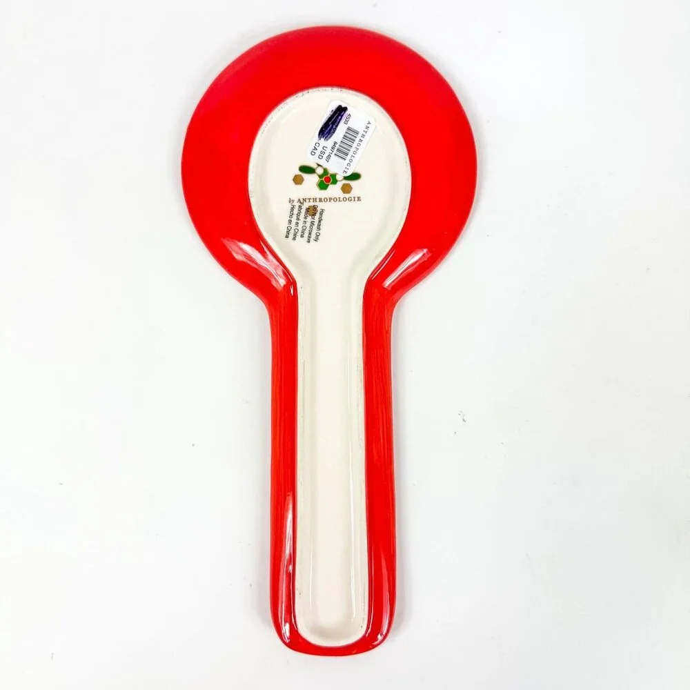 The Bistro Tile Stoneware Spoon Rest Christmas Festive Edition Red Wreath